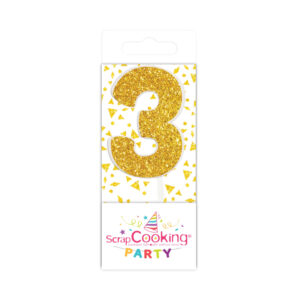 Scrapcooking Mini-Kaars Getal 3 Goud