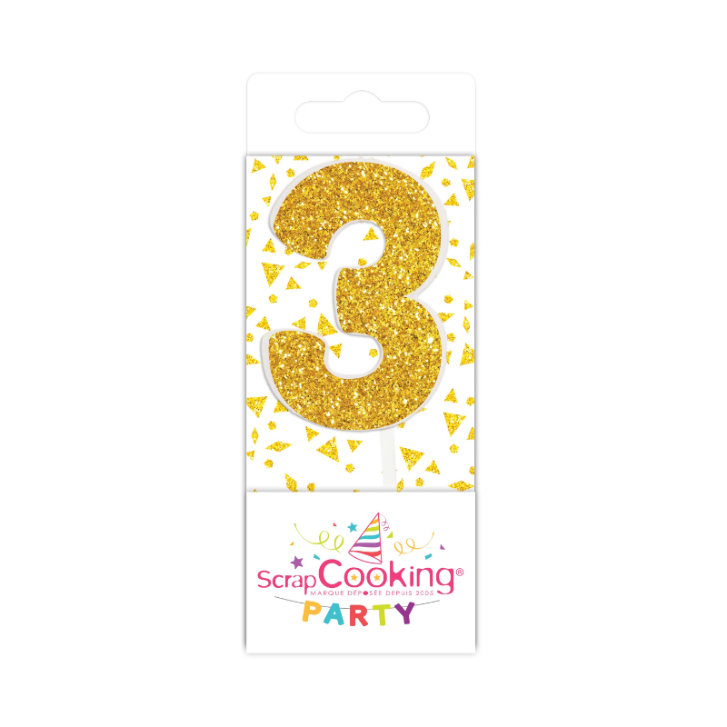 Scrapcooking Mini-Kaars Getal 3 Goud